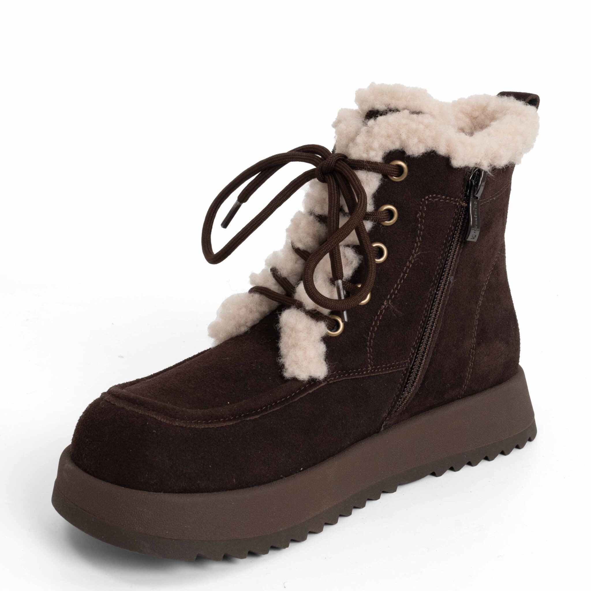 New snow work boots for women with Coffee cow fiber suede and synthetic fur