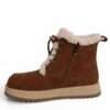 New snow work boots for women with brown microfiber leather and synthetic fur