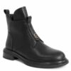 work boots for women with Black microfiber leather