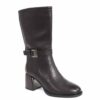 New heeled ankle boots for women with dark brown microfiber leather with low MOQ