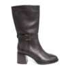 New heeled ankle boots for women with dark brown microfiber leather with low MOQ
