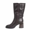 New heeled ankle boots for women with dark brown microfiber leather with low MOQ