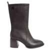 New heeled ankle boots for women with dark brown microfiber leather