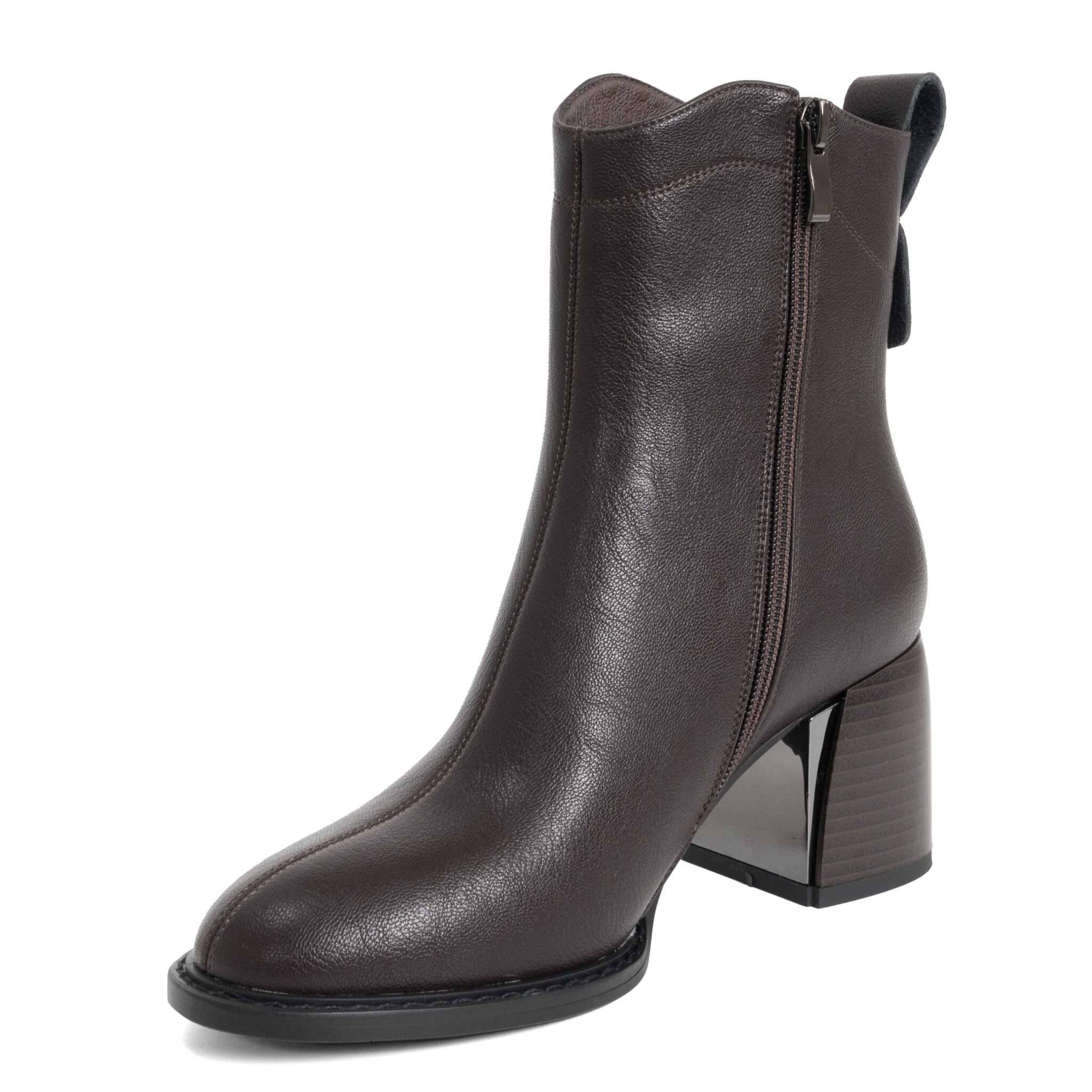 women high heel boots with Coffee microfiber leather