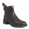 work boots for women with Dark brown microfiber leather
