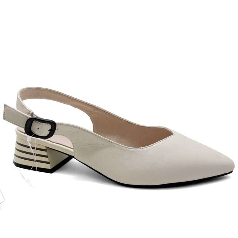 Pale sage pointed slingback black buckle striped heel